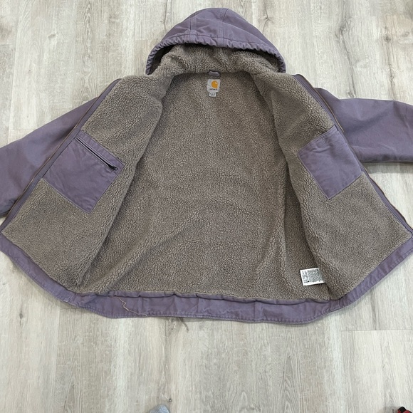 Carhartt Sherpa Lined Sandstone Duck Jacket Coat WJ141 Womens XL Lilac Workwear - Picture 12 of 15